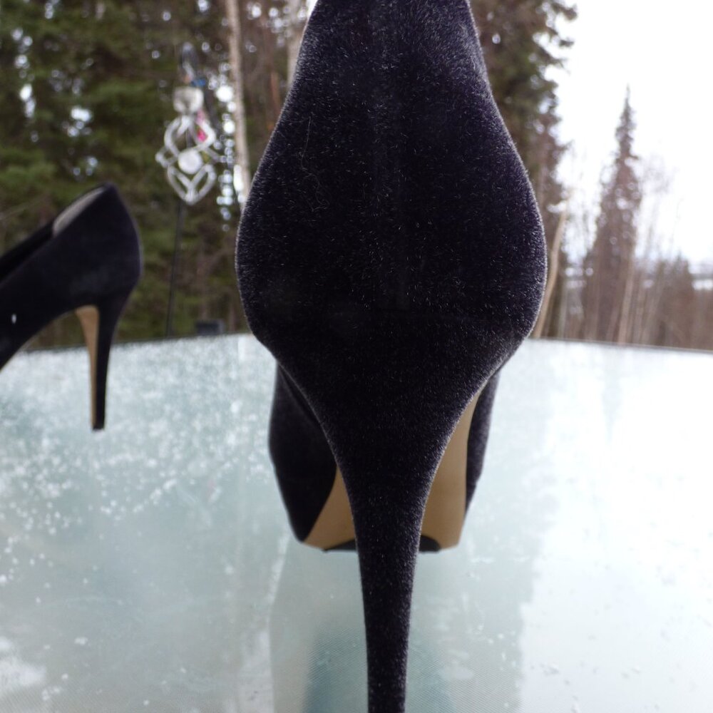 HOEGL GOTH WEDDING BLACK FUZZY FEEL HIGH HEELS CLOSED SHOES SIZE 9 - Picture 10 of 14